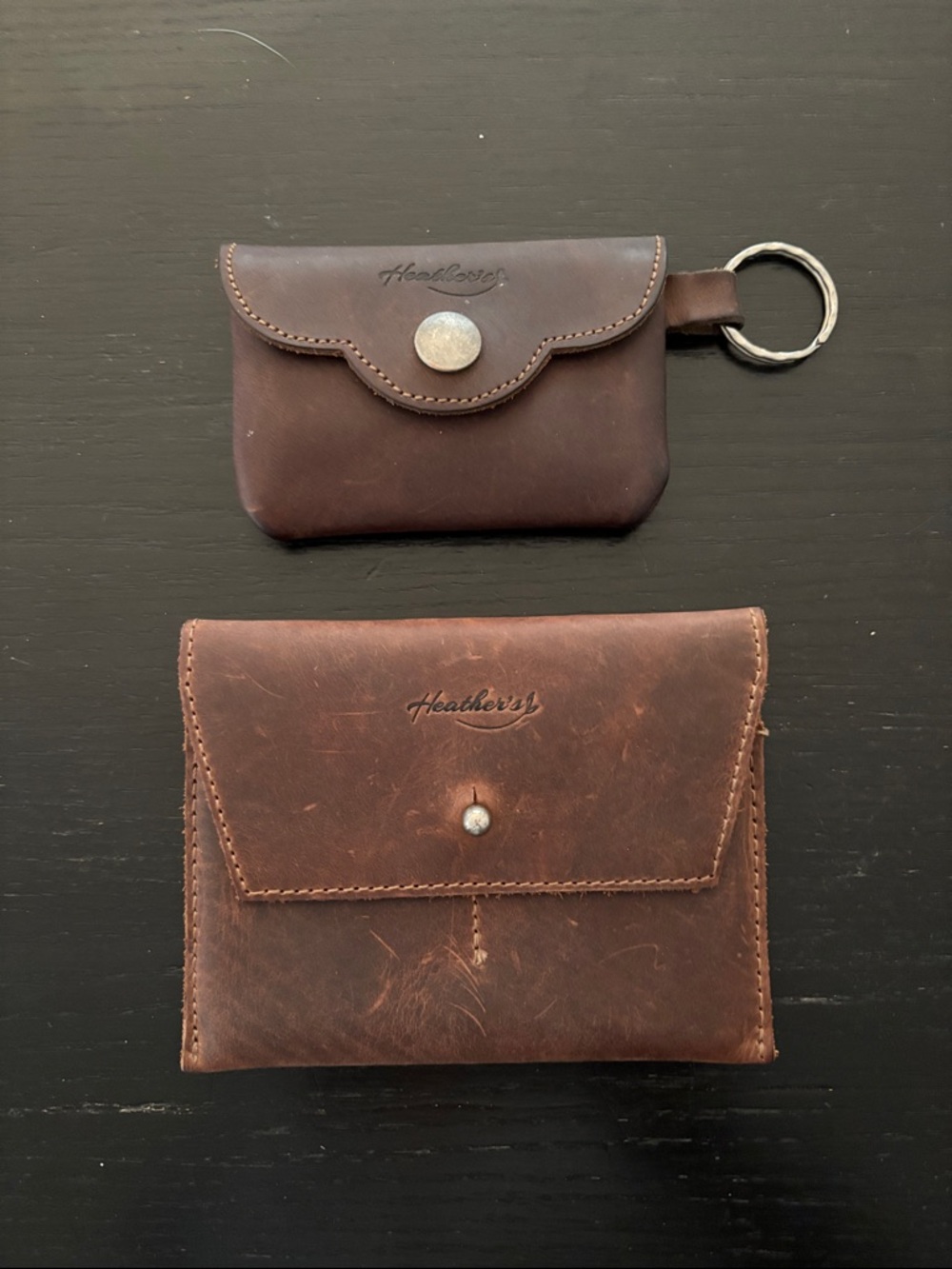 Brown Leather Wallet & Key Pouch Set